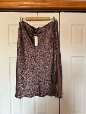 Victorias Secret silky Leopard Print Slip Midi Skirt with slit NWT